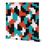 Color blocks red teal black pixels