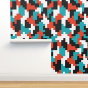 Color blocks red teal black pixels