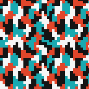 Color blocks red teal black pixels