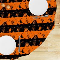 Dark Pumpkin Orange and Black Halloween Nightmare Stripes 