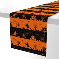 Dark Pumpkin Orange and Black Halloween Nightmare Stripes 