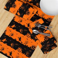 Dark Pumpkin Orange and Black Halloween Nightmare Stripes 