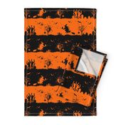 Dark Pumpkin Orange and Black Halloween Nightmare Stripes 