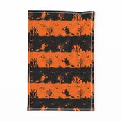 Dark Pumpkin Orange and Black Halloween Nightmare Stripes 