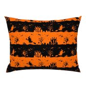 Dark Pumpkin Orange and Black Halloween Nightmare Stripes 