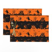 Dark Pumpkin Orange and Black Halloween Nightmare Stripes 