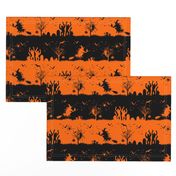 Dark Pumpkin Orange and Black Halloween Nightmare Stripes 