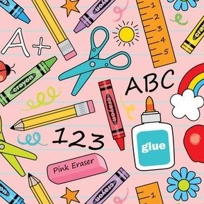 school-supplies on-pink