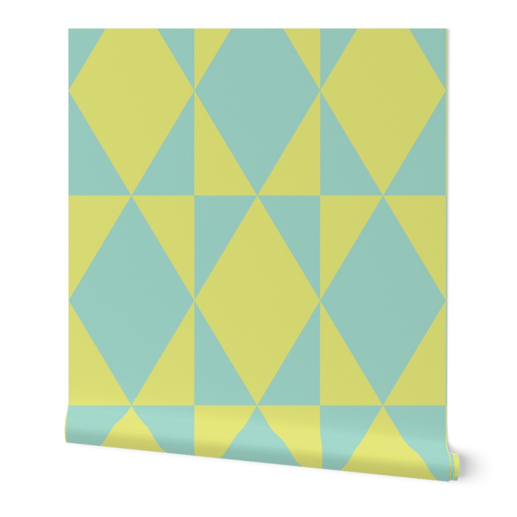 Retro pastel harlequin diamonds check mint green yellow