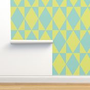 Retro pastel harlequin diamonds check mint green yellow