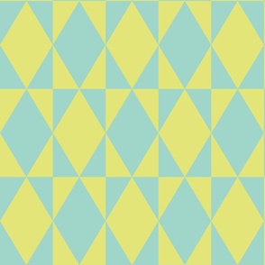 Retro pastel harlequin diamonds check mint green yellow