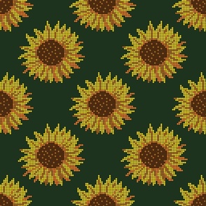 Dots Sunflower blossoms yellow green Wallpaper