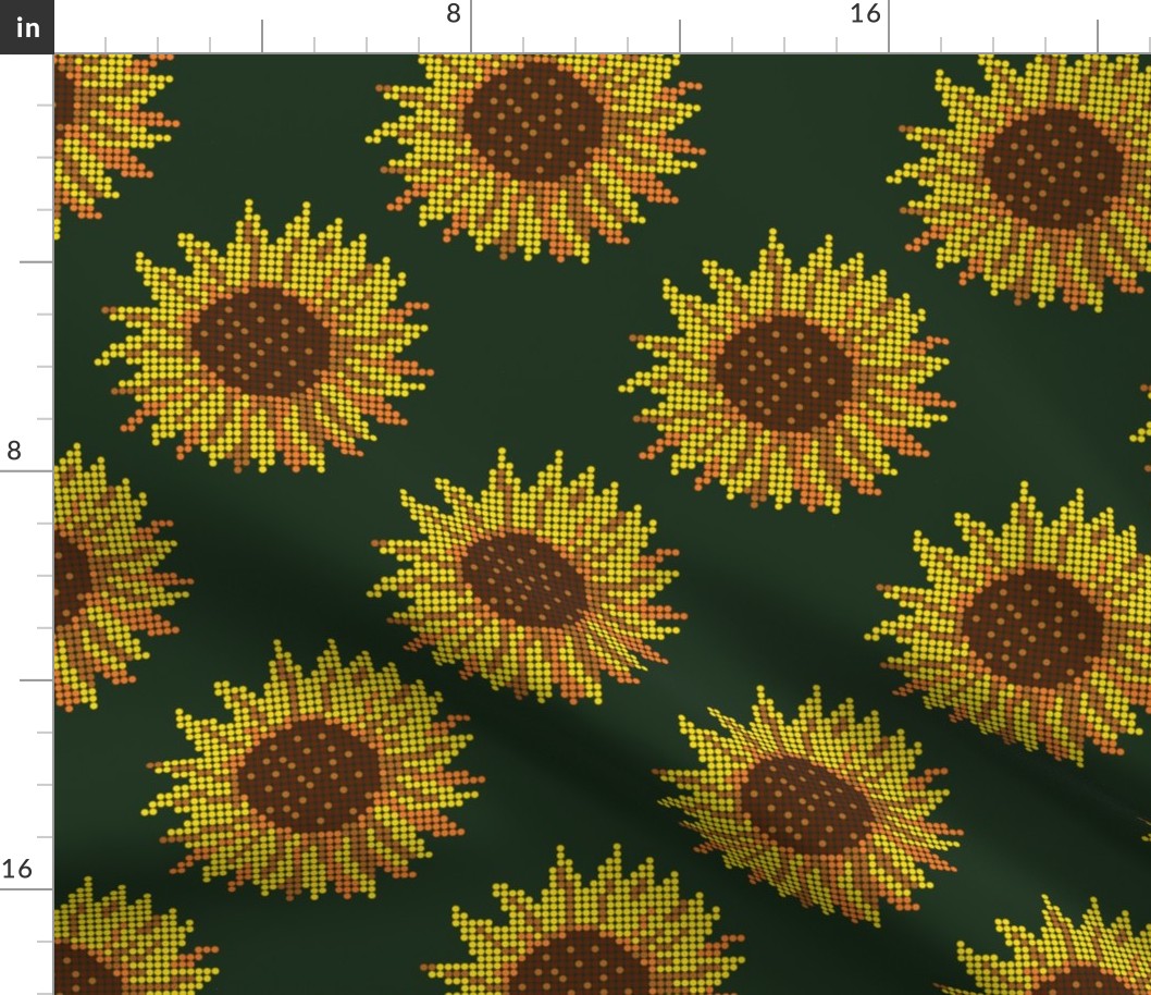 Dots Sunflower blossoms yellow green Wallpaper