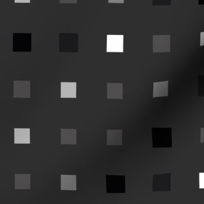 Tech Pixels playful black white Fabric