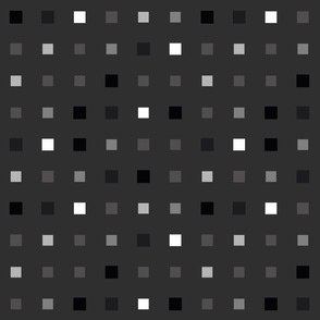 Tech Pixels playful black white Fabric