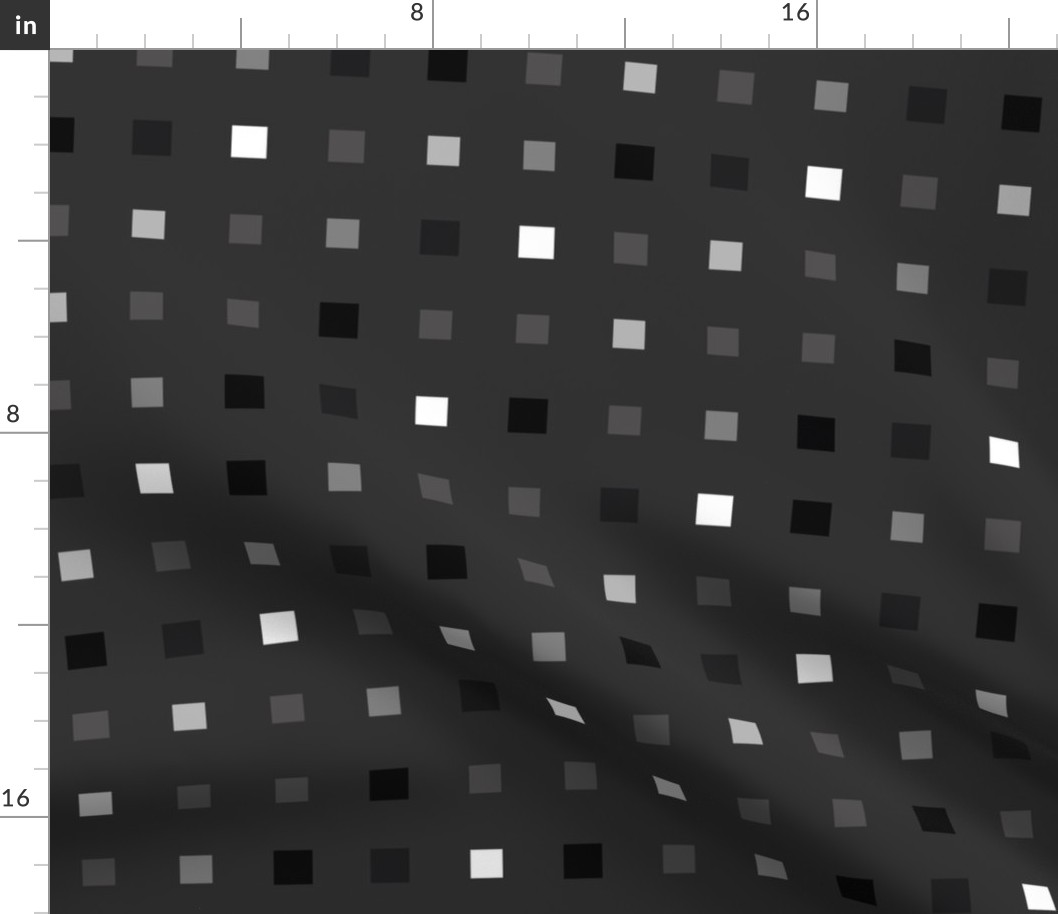 Tech Pixels playful black white Fabric