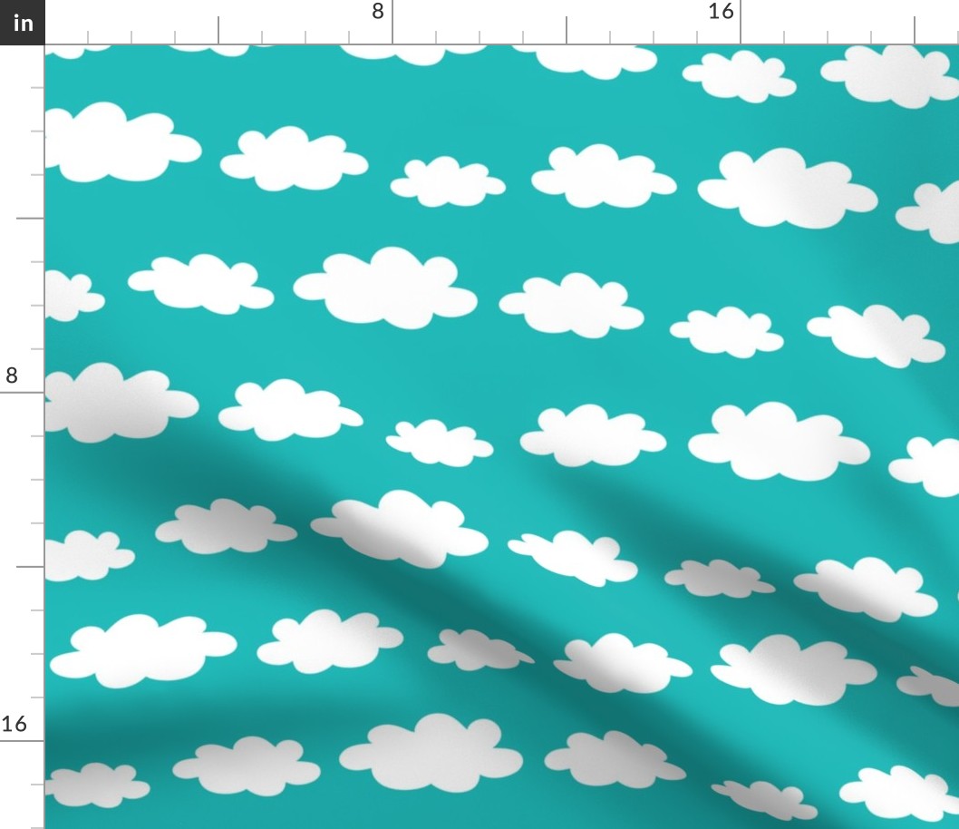 Clouds turquoise white kids Wallpaper