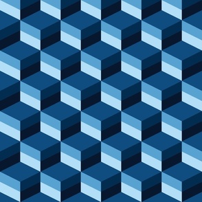 3D Cubes Classic Blue geometrics