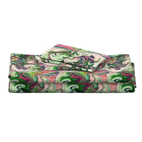 BNS4 - LG -  Marbled Mystery Swirls in Green - Pink - Purple 