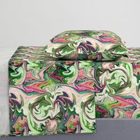 BNS4 - LG -  Marbled Mystery Swirls in Green - Pink - Purple 