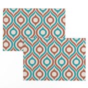 Ogee circles ovals copper brown teal cream