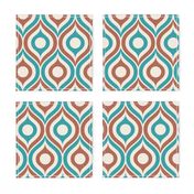 Ogee circles ovals copper brown teal cream