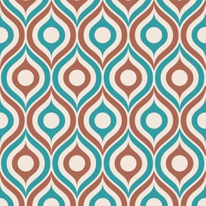 Ogee circles ovals copper brown teal cream