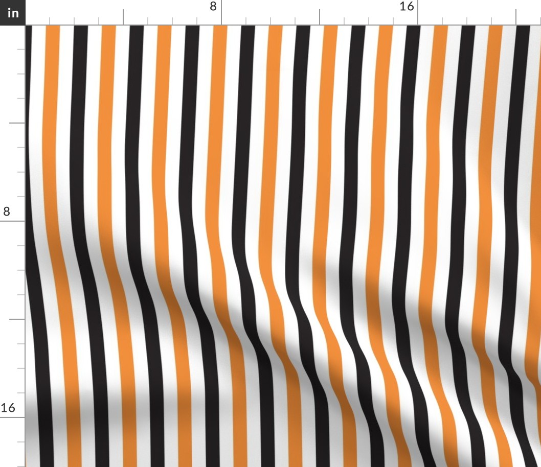 1/2 in. "Halloween Stripe" (Vertical Stripes in Black and Orange)