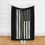 2 yard cut (54" width) - thin green line - army  green on black C18BS