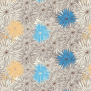 Brown, Blue, and Gold flowers
