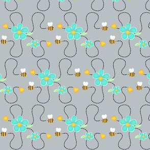 Whimsy / Flower & bee trail  - gray 