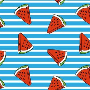 Watermelons with blue and white stripes