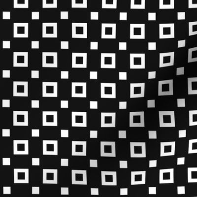 Square, white squares on a black background, Small scale