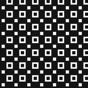 Square, white squares on a black background, Small scale