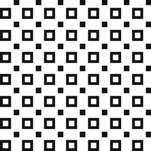 Square, black squares on a white background, Small scale