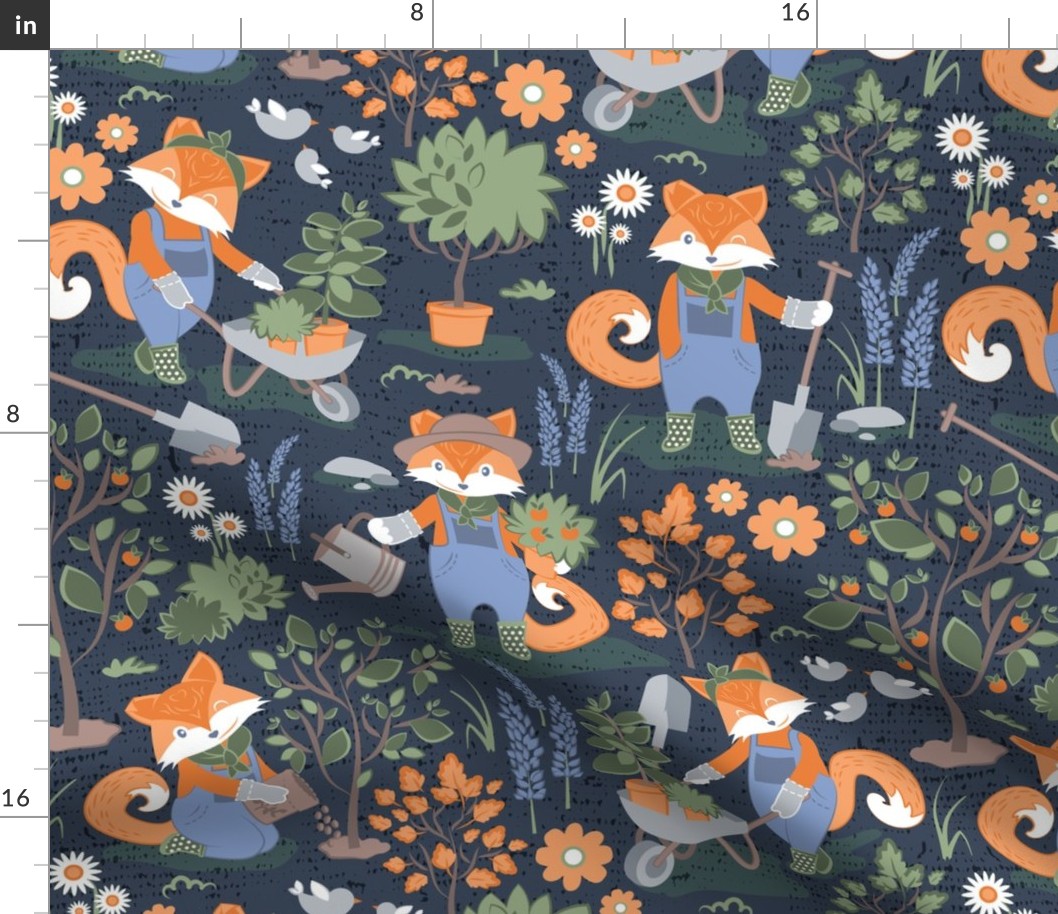 The foxy gardener // normal scale // orange foxes