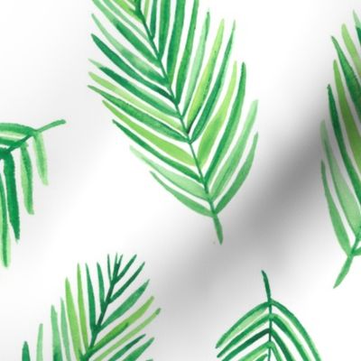 Watercolor green leaves