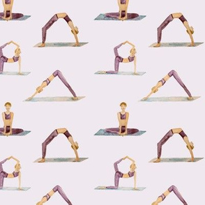 yoga pattern on purple, watercolor