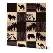 Serengeti Quilt - Sepia - African Safari Wildlife