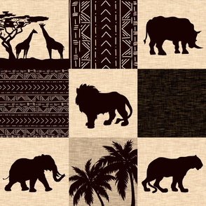 Serengeti Quilt - Sepia - African Safari Wildlife