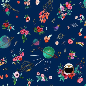 Floral Space Navy