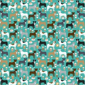 SMALL - pitbull coffees fabric - cute dogs and coffees design - best pitty, pibble, staffy fabric