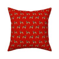 border terrier dog fabric - cute dogs on red background