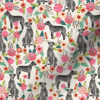 irish wolfhound floral fabric - cute dog pet pets design
