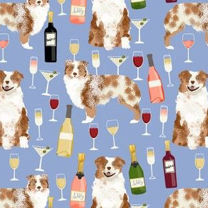 australian shepherd red merle wine fabric cute dogs and wine cocktails design