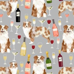 australian shepherd red merle wine fabric cute dogs and wine cocktails design