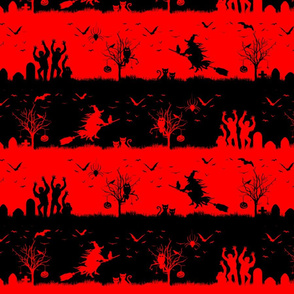 Red Devil and Black Halloween Nightmare Stripes 