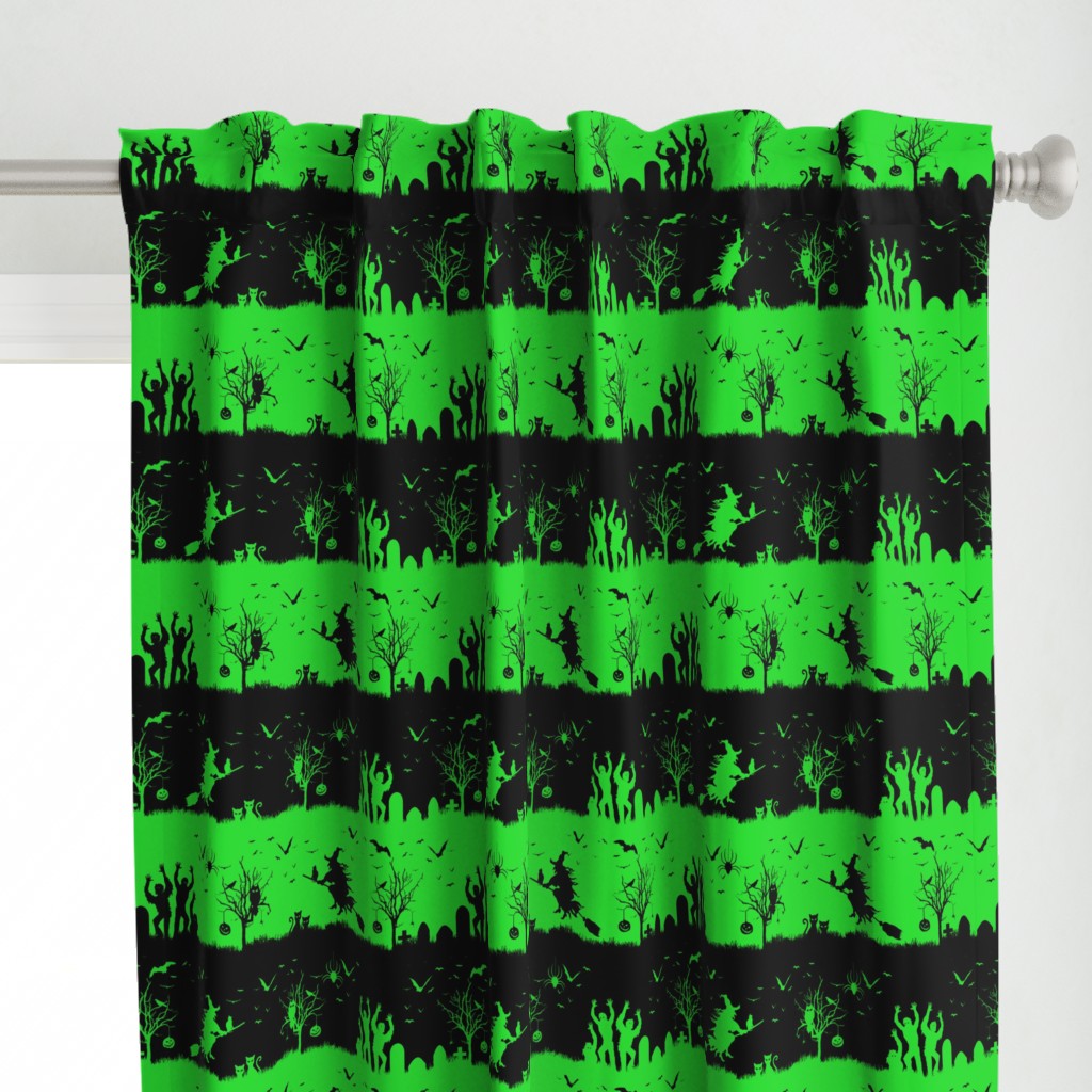 Monster Green and Black Halloween Nightmare Stripes 