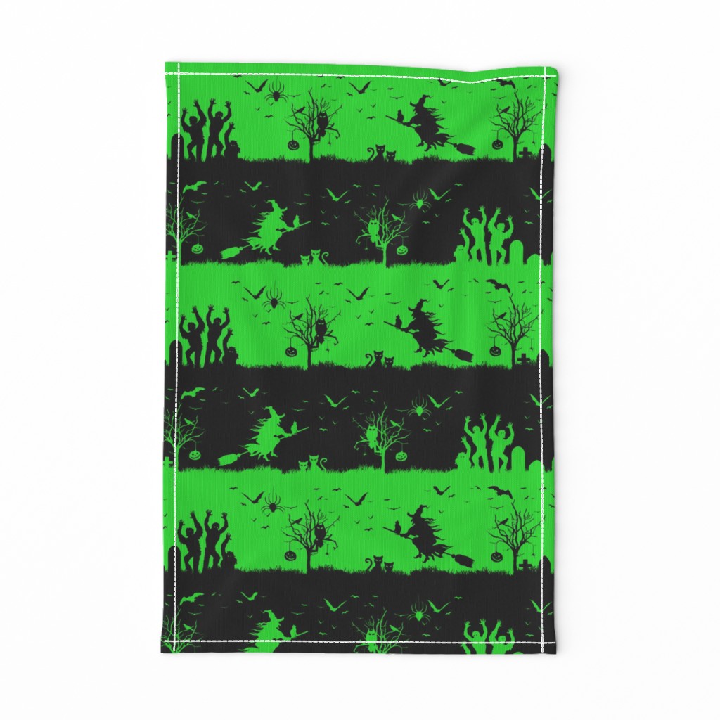 Monster Green and Black Halloween Nightmare Stripes 