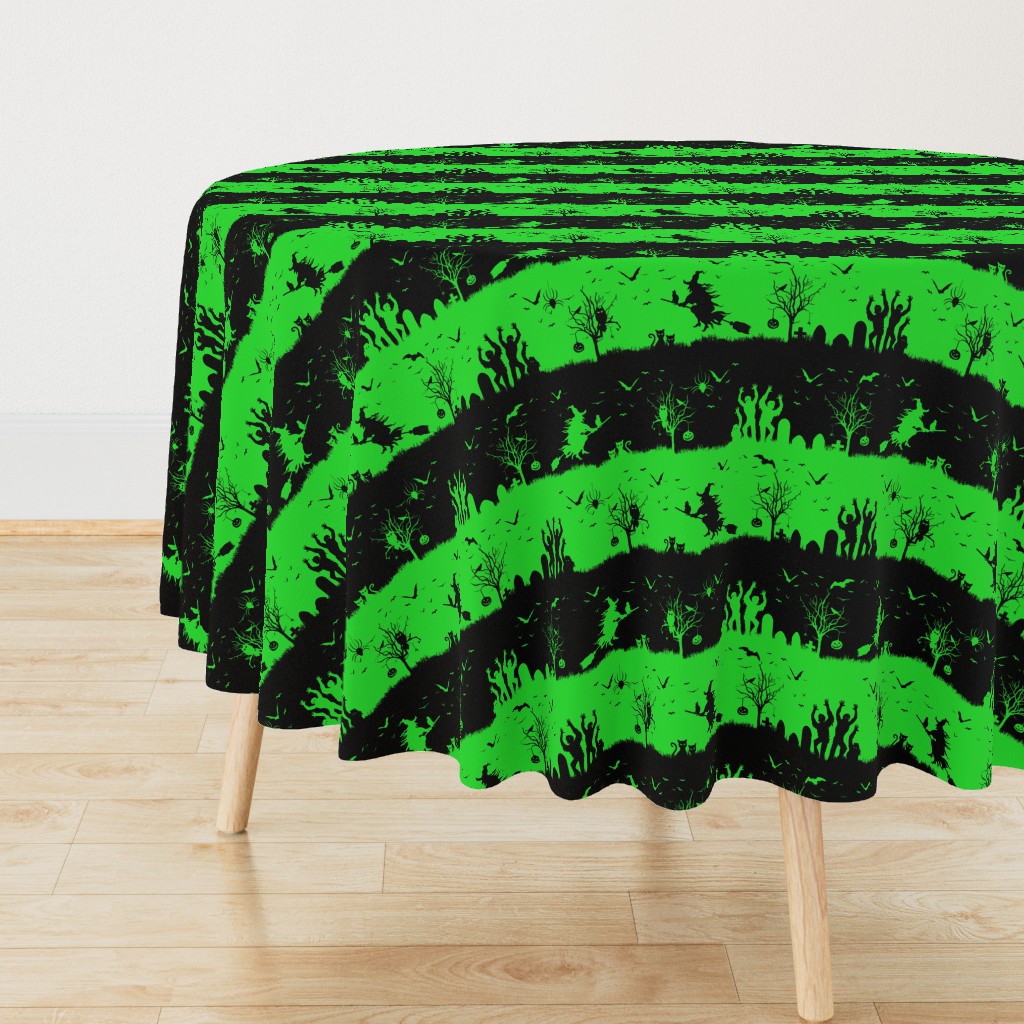 Monster Green and Black Halloween Nightmare Stripes 